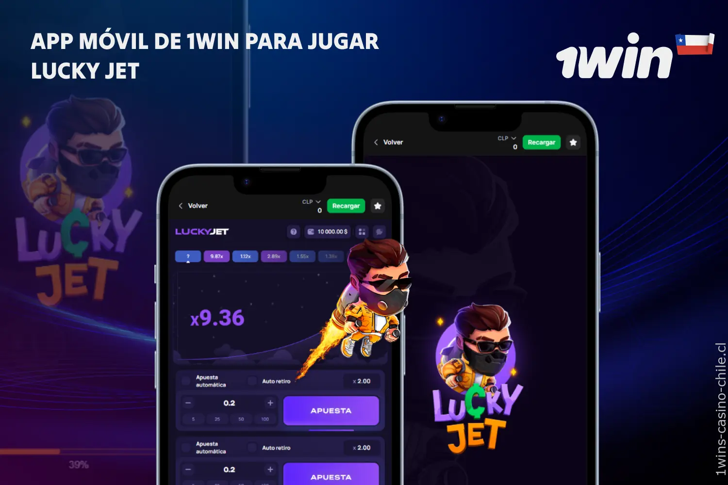 Los jugadores en Chile pueden utilizar una aplicación móvil optimizada para jugar Lucky Jet 1win